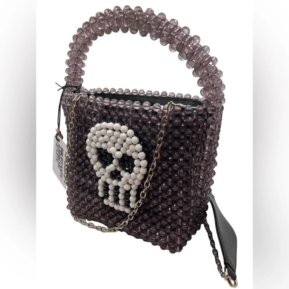 BOUFFANTS & BROKEN HEARTS Kendra Dandy Hand-Beaded Artisan Skull Bag NEW NWT - Picture 10 of 16